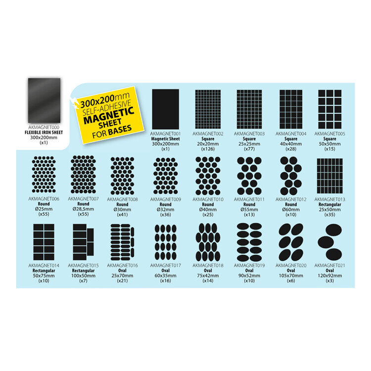 AK Interactive AK Interactive - Wargame: Magnetic Sheet for Bases - Oval 90x52mm (10 Bases)