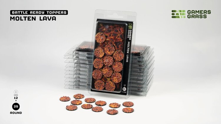 Gamers Grass Gamers Grass: Molten Lava - Round 25mm (12) - Battle Ready Topper