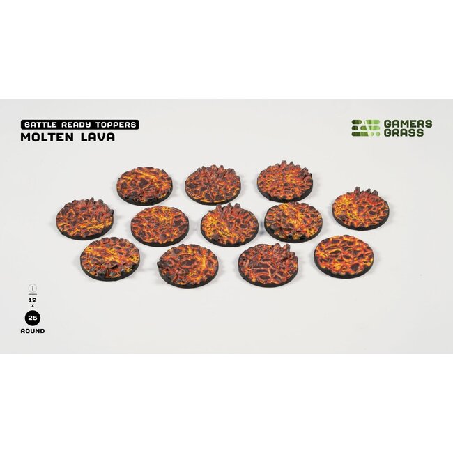 Gamers Grass Gamers Grass: Molten Lava - Round 25mm (12) - Battle Ready Topper