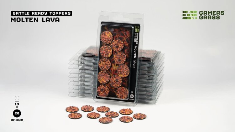 Gamers Grass Gamers Grass: Molten Lava - Round 28mm (10) - Battle Ready Topper