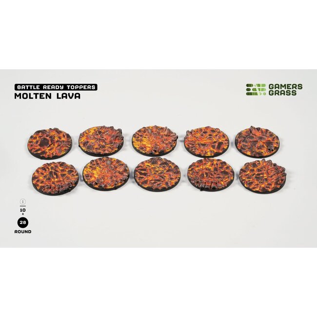 Gamers Grass Gamers Grass: Molten Lava - Round 28mm (10) - Battle Ready Topper