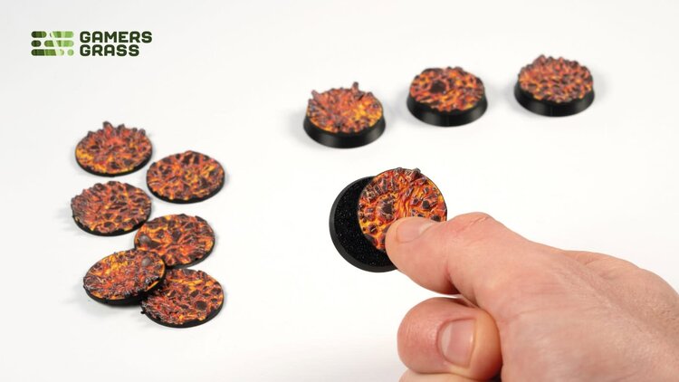 Gamers Grass Gamers Grass: Molten Lava - Round 28mm (10) - Battle Ready Topper