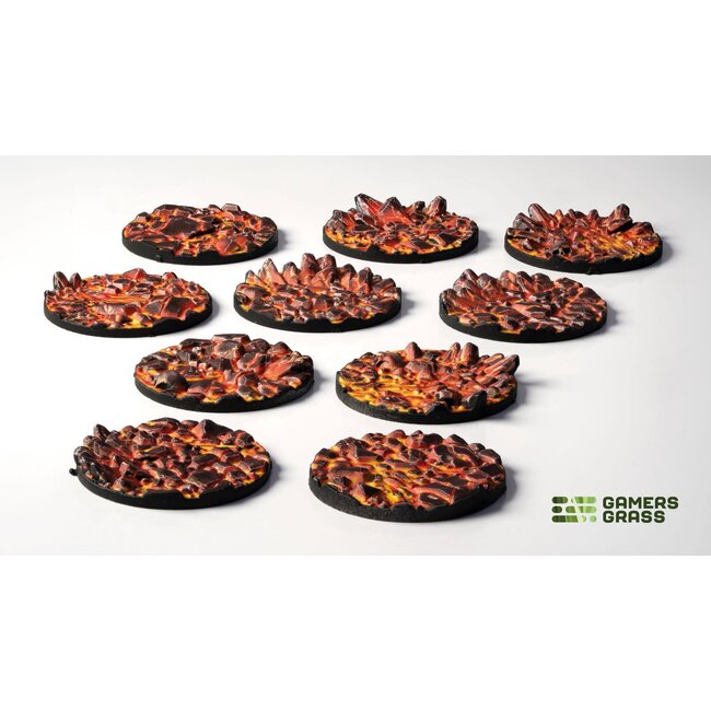 Gamers Grass Gamers Grass: Molten Lava - Round 28mm (10) - Battle Ready Topper