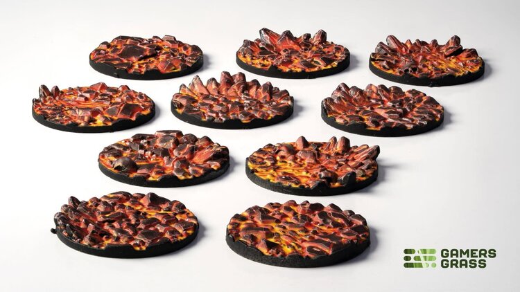Gamers Grass Gamers Grass: Molten Lava - Round 28mm (10) - Battle Ready Topper