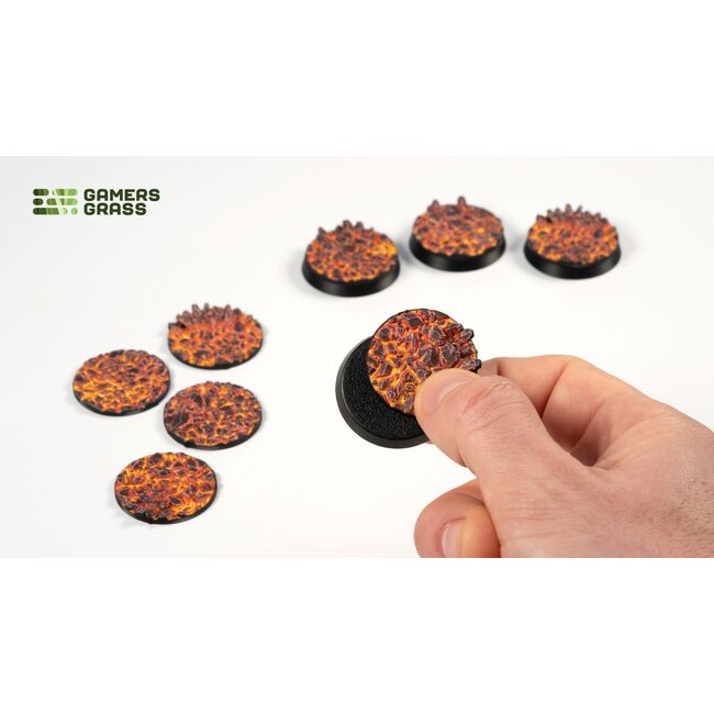 Gamers Grass Gamers Grass: Molten Lava - Round 32mm (8) - Battle Ready Topper