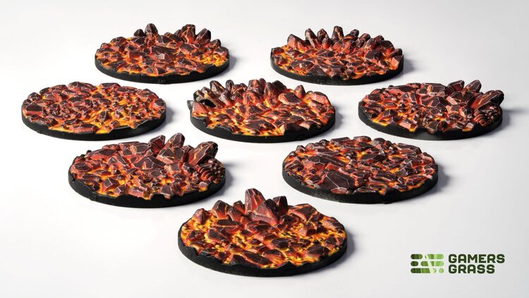 Gamers Grass Gamers Grass: Molten Lava - Round 32mm (8) - Battle Ready Topper