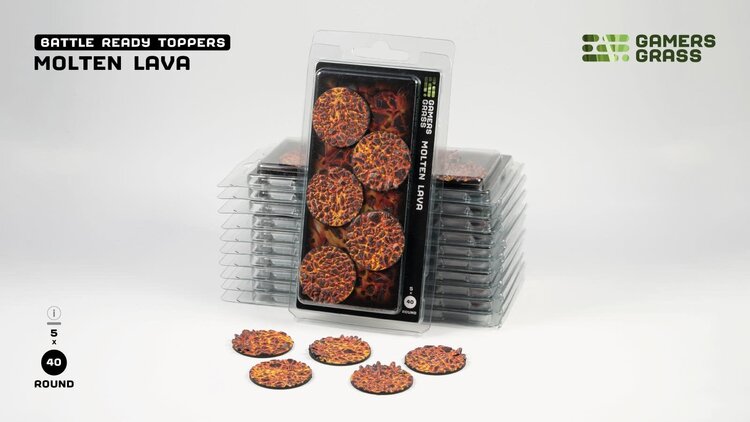 Gamers Grass Gamers Grass: Molten Lava - Round 40mm (5) - Battle Ready Topper