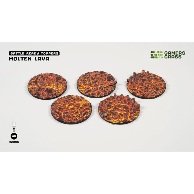 Gamers Grass Gamers Grass: Molten Lava - Round 40mm (5) - Battle Ready Topper