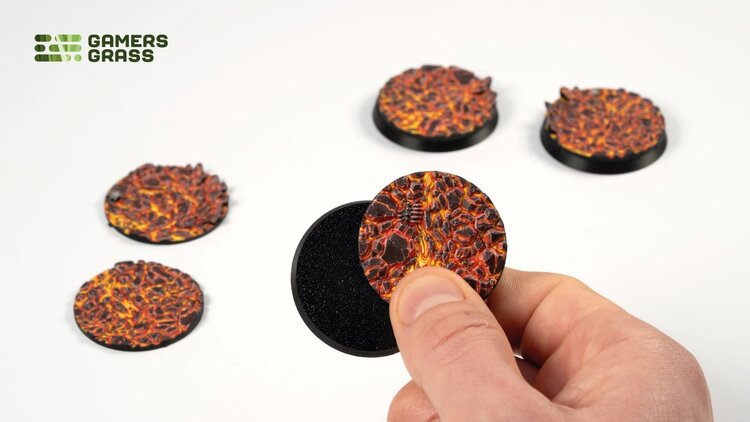 Gamers Grass Gamers Grass: Molten Lava - Round 40mm (5) - Battle Ready Topper