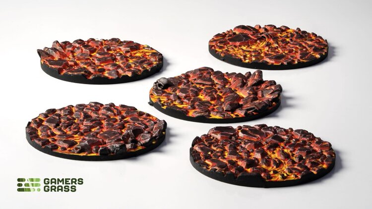 Gamers Grass Gamers Grass: Molten Lava - Round 40mm (5) - Battle Ready Topper