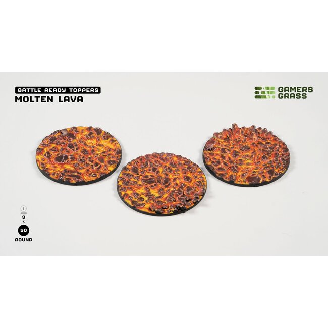 Gamers Grass Gamers Grass: Molten Lava - Round 50mm (3) - Battle Ready Topper