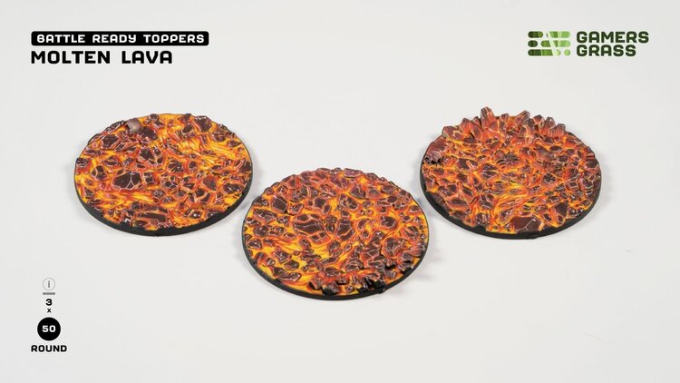 Gamers Grass Gamers Grass: Molten Lava - Round 50mm (3) - Battle Ready Topper