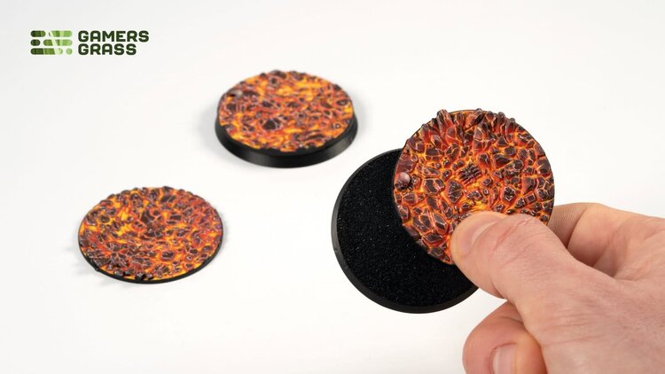 Gamers Grass Gamers Grass: Molten Lava - Round 50mm (3) - Battle Ready Topper