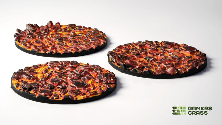Gamers Grass Gamers Grass: Molten Lava - Round 50mm (3) - Battle Ready Topper
