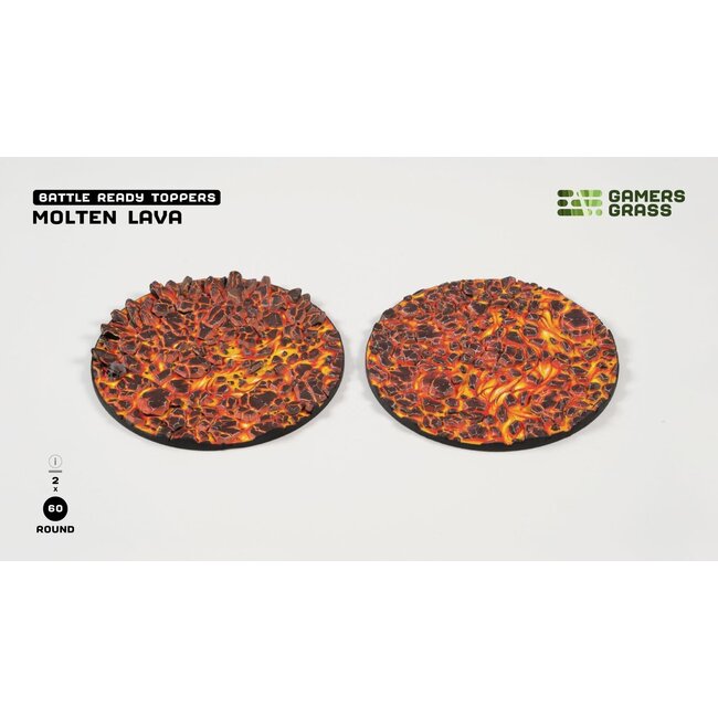 Gamers Grass Gamers Grass: Molten Lava - Round 60mm (2) - Battle Ready Topper