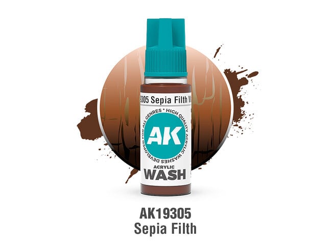 AK Interactive Acrylic Wash - Sepia Filth