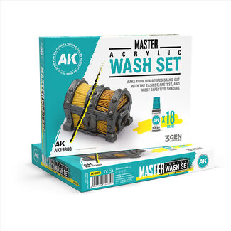 AK Interactive Full Range: Master Acrylic Wash Set - 18 Units