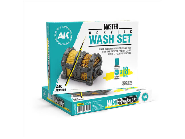AK Interactive Full Range: Master Acrylic Wash Set - 18 Units