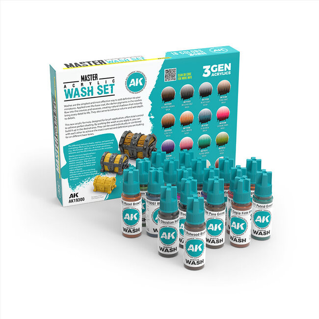 AK Interactive AK Interactive - Full Range: Master Acrylic Wash Set - 18 Units