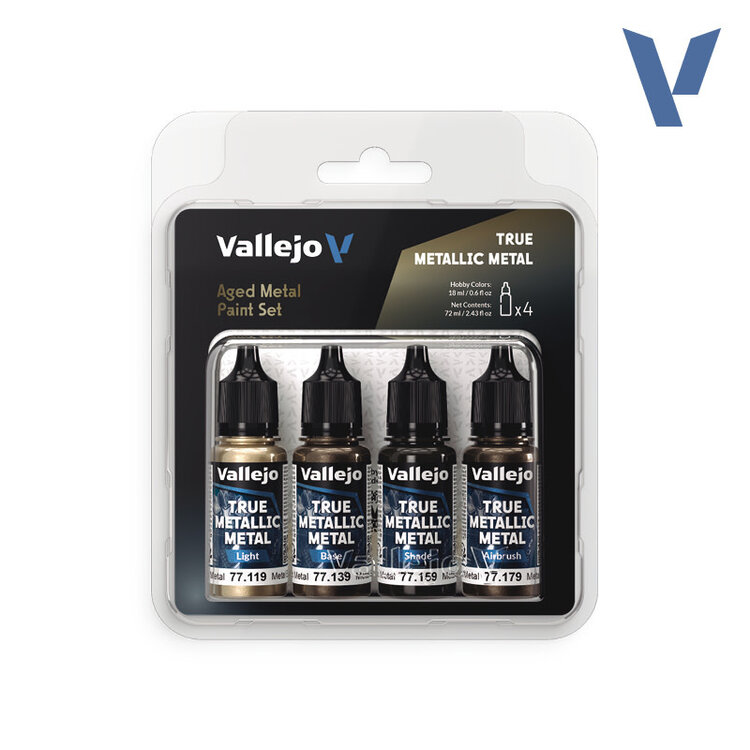 Vallejo Vallejo: True Metallic Metal - Paint Set - Aged Metal