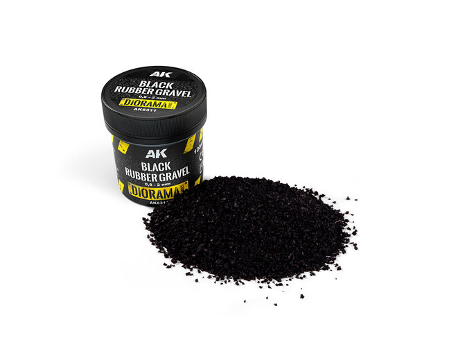 AK Interactive Black Rubber Gravel 0,8-2mm - 100ml