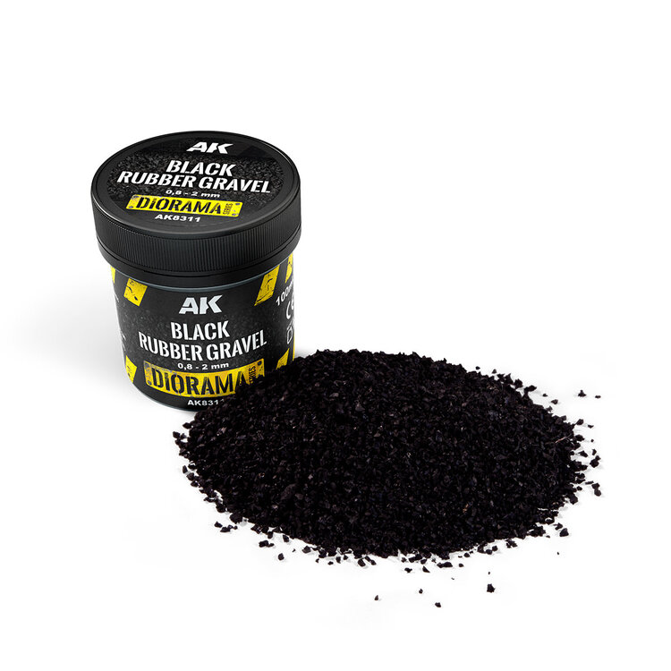 AK Interactive AK Interactive - Diorama: Black Rubber Gravel 0,8-2mm - 100ml