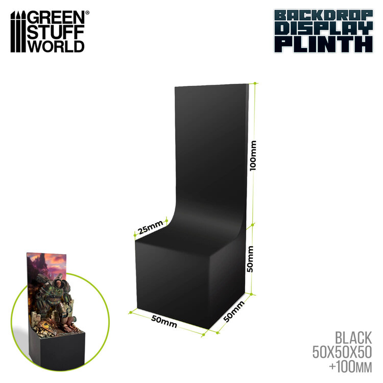 Green Stuff World Green Stuff World: Display Plinth - Backdrop Rounded 50x50x50(150)mm - Black