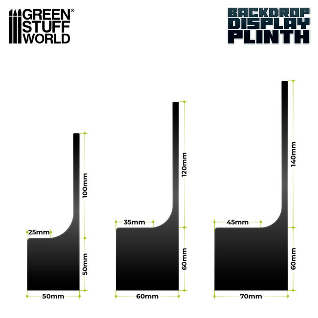 Green Stuff World Green Stuff World: Display Plinth - Backdrop Rounded 50x50x50(150)mm - Black