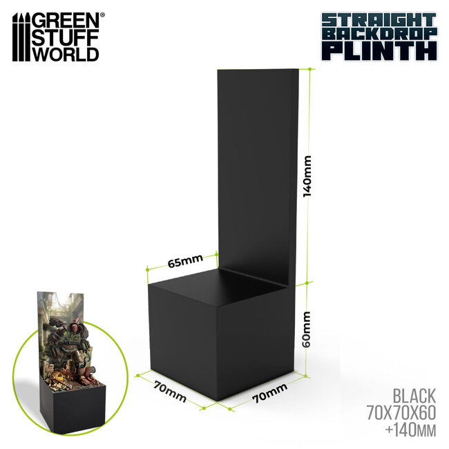 Green Stuff World Green Stuff World: Display Plinth - Backdrop Straight 70x70x60(200)mm - Black