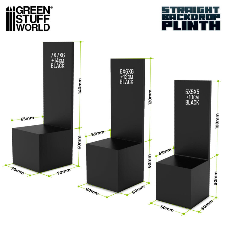 Green Stuff World Green Stuff World: Display Plinth - Backdrop Straight 70x70x60(200)mm - Black