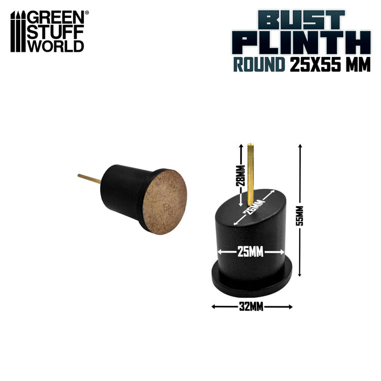 Green Stuff World Green Stuff World: Display Plinth - Tapered Round Bust 25mm - Black