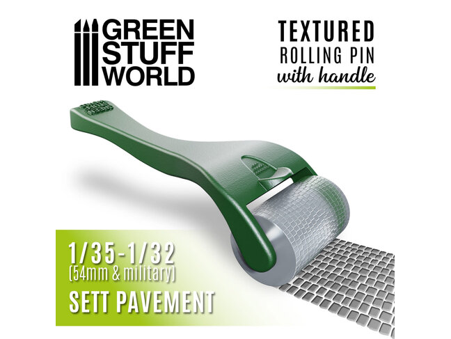 Green Stuff World Rolling Pin with Handle - Sett Pavement