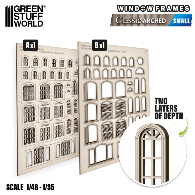Green Stuff World Green Stuff World: Miniature Windows - Arched Classic - Small