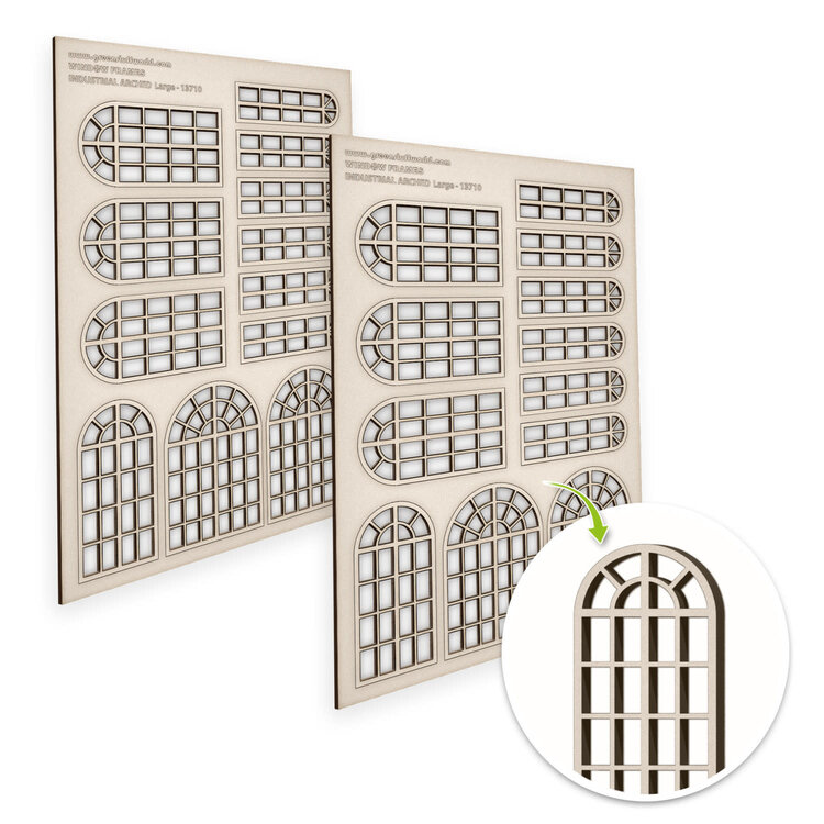 Green Stuff World Green Stuff World: Miniature Windows - Industrial Arched Type 1 - Large