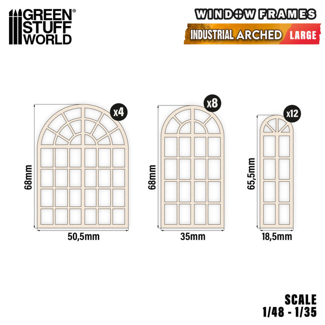 Green Stuff World Green Stuff World: Miniature Windows - Industrial Arched Type 1 - Large