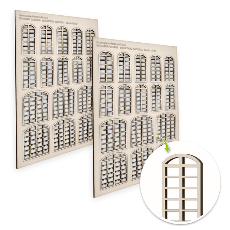 Green Stuff World Green Stuff World: Miniature Windows - Industrial Arched Type 2 - Large