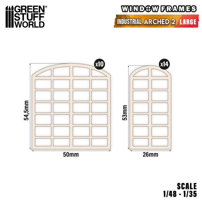 Green Stuff World Green Stuff World: Miniature Windows - Industrial Arched Type 2 - Large