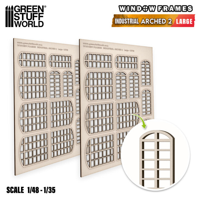 Green Stuff World Green Stuff World: Miniature Windows - Industrial Arched Type 2 - Large