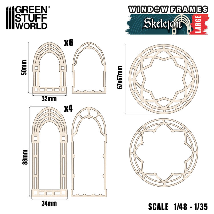 Green Stuff World Green Stuff World: Miniature Windows - Skeleton - Large