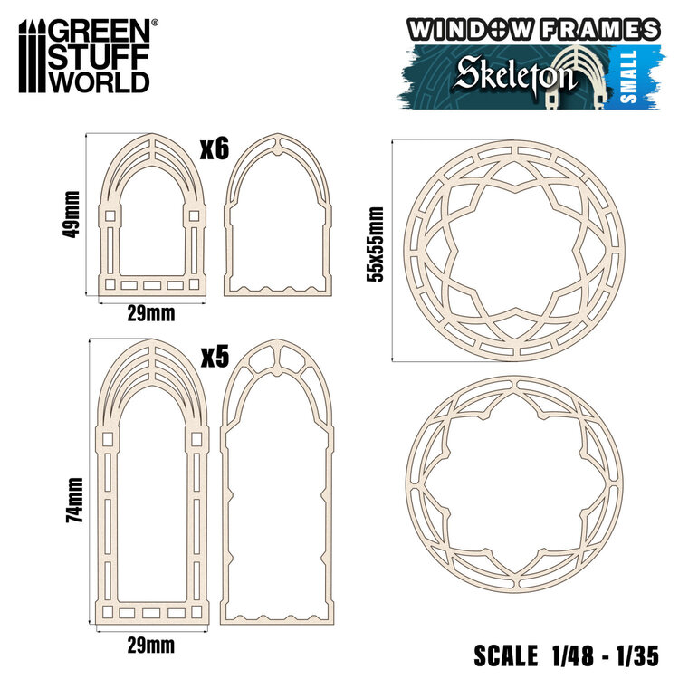 Green Stuff World Green Stuff World: Miniature Windows - Skeleton - Small