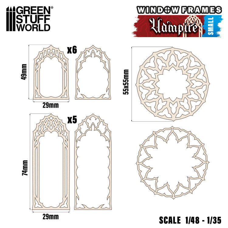 Green Stuff World Green Stuff World: Miniature Windows - Vampire - Small