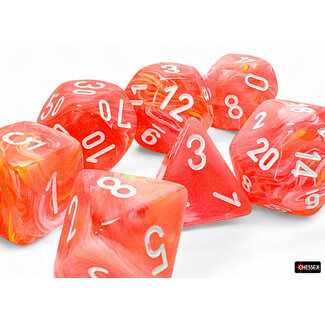 Chessex Dahlia/white - Festive Mega-Hedral 7-Die Set