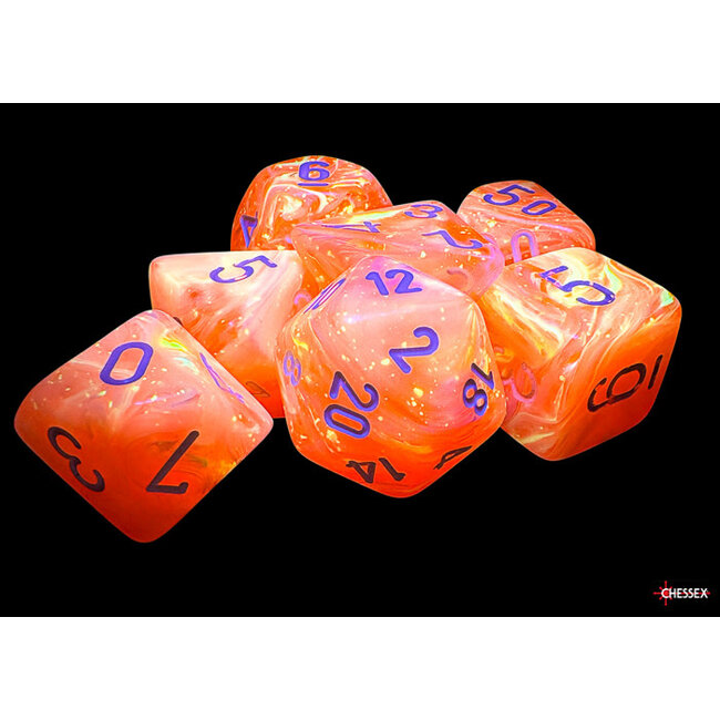 Chessex Chessex: Dahlia/white - Festive Mega-Hedral 7-Die Set