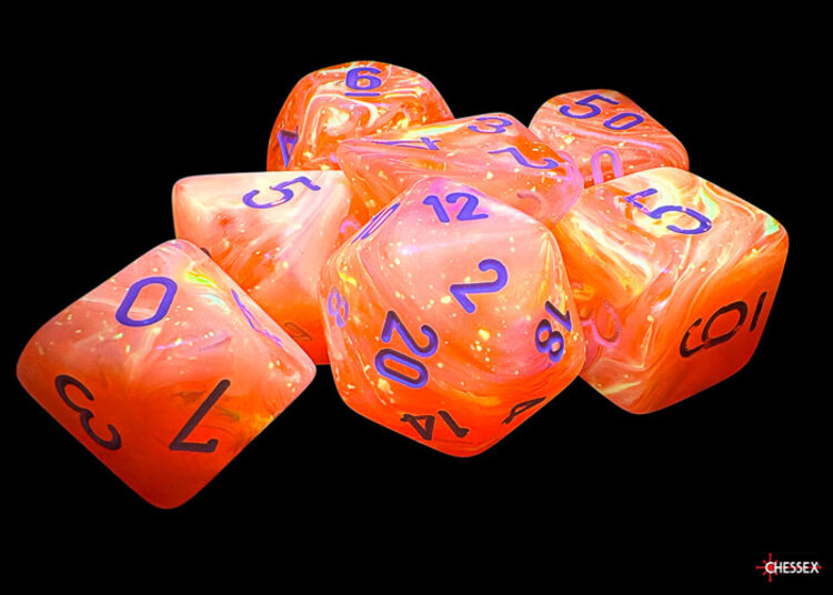 Chessex Chessex: Dahlia/white - Festive Mega-Hedral 7-Die Set