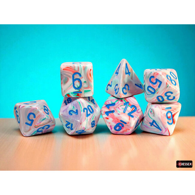 Chessex Chessex: Pop Art/blue - Festive Mega-Hedral 7-Die Set