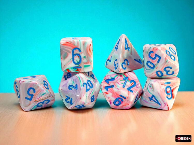 Chessex Chessex: Pop Art/blue - Festive Mega-Hedral 7-Die Set