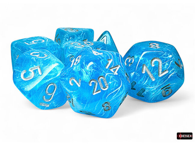 Chessex Sky/silver - Luminary Mega-Hedral 7-Die Set