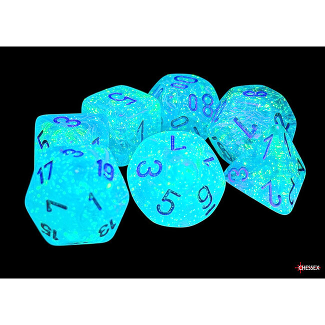 Chessex Chessex: Sky/silver - Luminary Mega-Hedral 7-Die Set