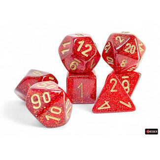 Chessex Ruby/gold - Glitter Mega-Hedral 7-Die Set