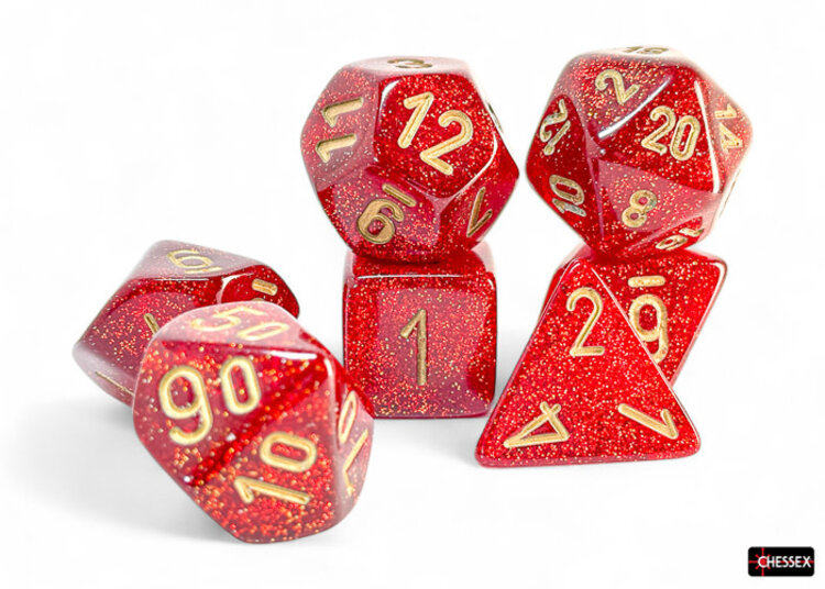 Chessex Chessex: Ruby/gold - Glitter Mega-Hedral 7-Die Set